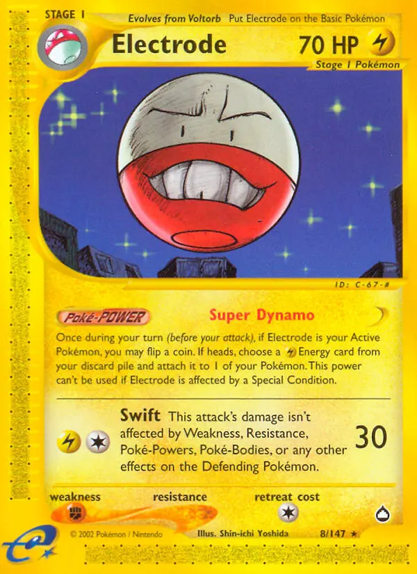 Electrode Rare Pokemon card #8 from Aquapolis