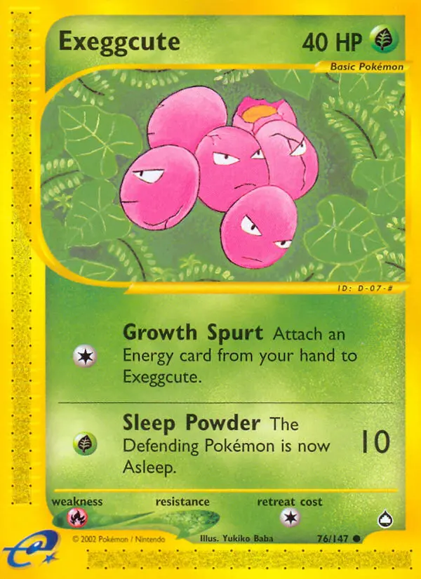 Exeggcute Common Pokemon card #76 from Aquapolis