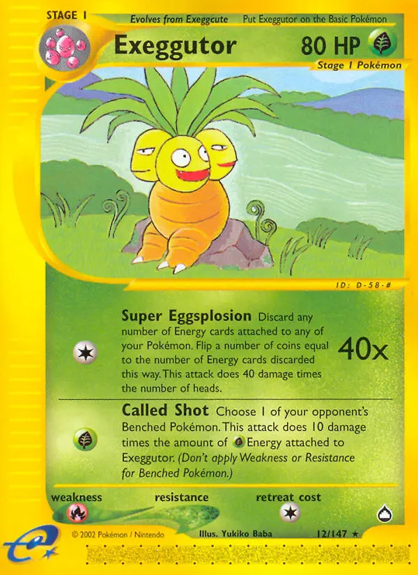 Exeggutor Rare Pokemon card #12 from Aquapolis