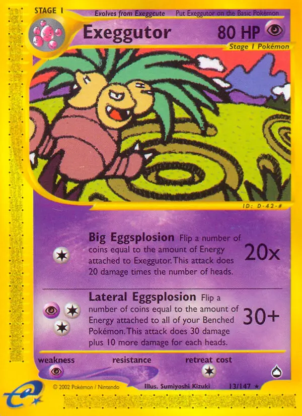 Exeggutor Rare Pokemon card #13 from Aquapolis