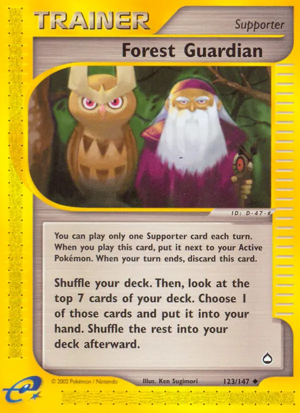 Forest Guardian Uncommon Pokemon card #123 from Aquapolis