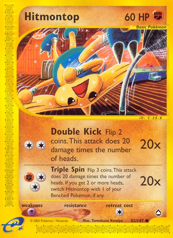 Hitmontop Common Pokemon card #82 from Aquapolis