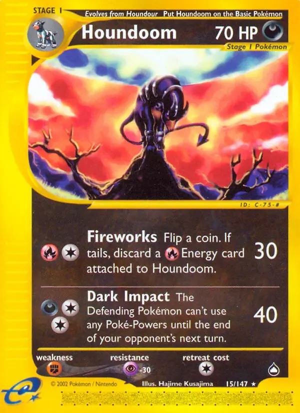 Houndoom Rare Pokemon card #15 from Aquapolis