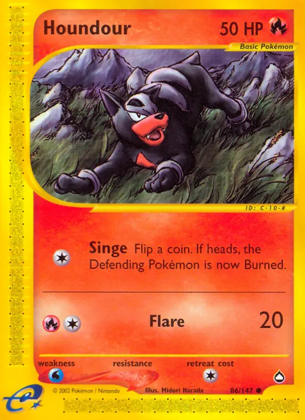 Houndour Common Pokemon card #86 from Aquapolis