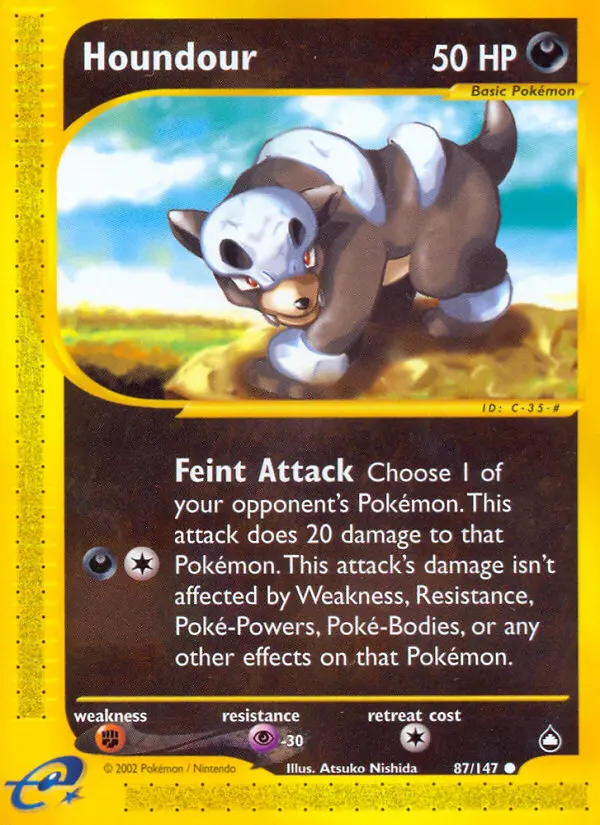 Houndour Common Pokemon card #87 from Aquapolis