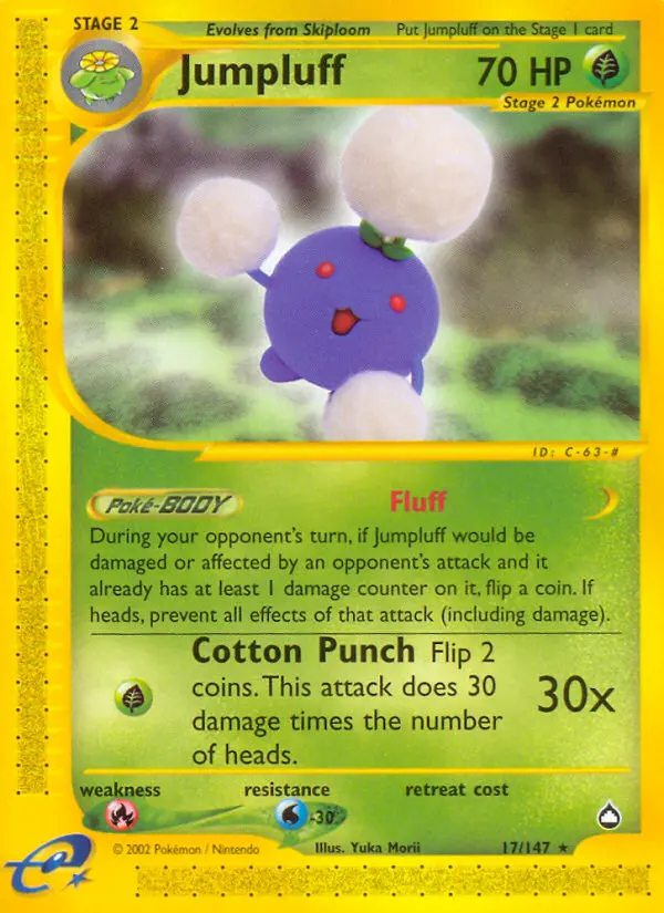 Jumpluff Rare Pokemon card #17 from Aquapolis
