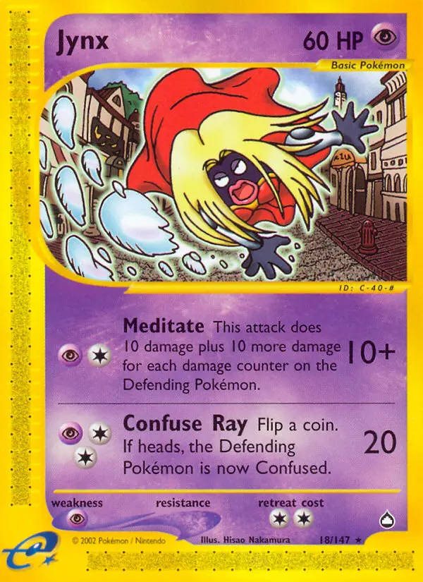 Jynx Rare Pokemon card #18 from Aquapolis