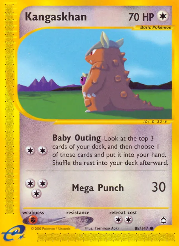 Kangaskhan Common Pokemon card #88 from Aquapolis