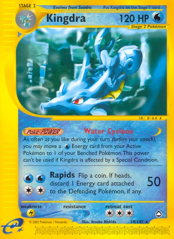 Kingdra Rare Pokemon card #19 from Aquapolis