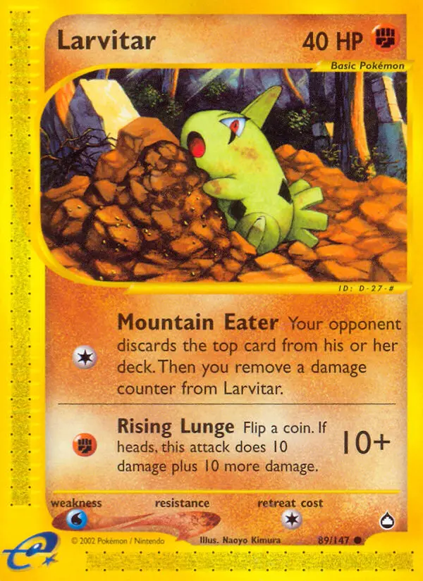 Larvitar Common Pokemon card #89 from Aquapolis