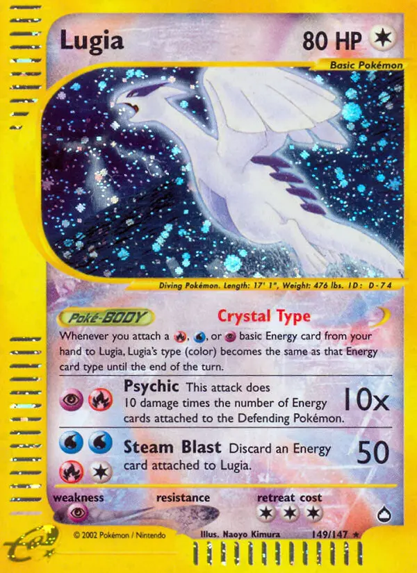 Lugia Rare Pokemon card #149 from Aquapolis