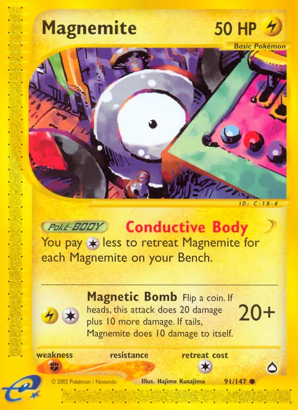 Magnemite Common Pokemon card #91 from Aquapolis