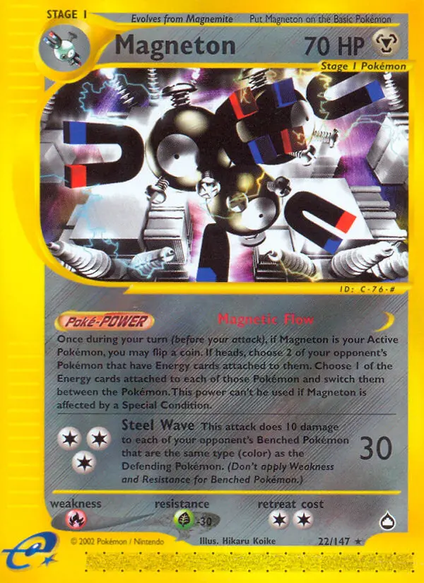Magneton Rare Pokemon card #22 from Aquapolis
