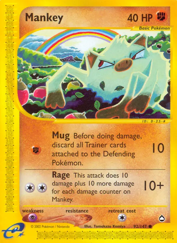 Mankey Common Pokemon card #92 from Aquapolis