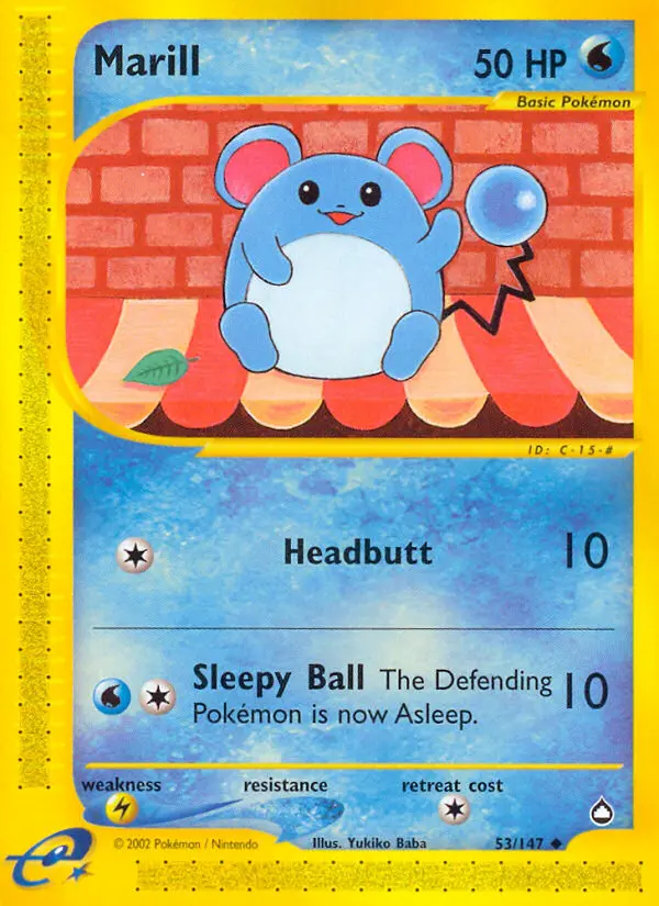 Marill Uncommon Pokemon card #53 from Aquapolis