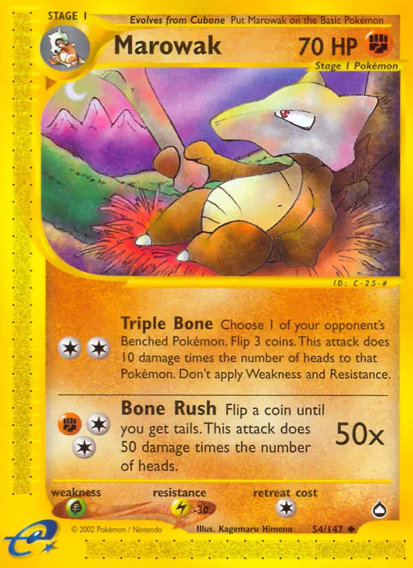 Marowak Uncommon Pokemon card #54 from Aquapolis