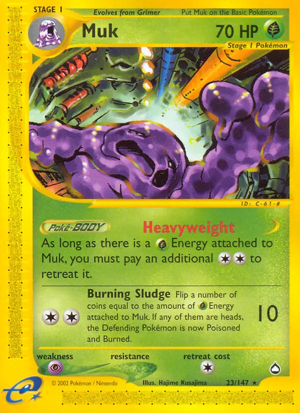 Muk Rare Pokemon card #23 from Aquapolis