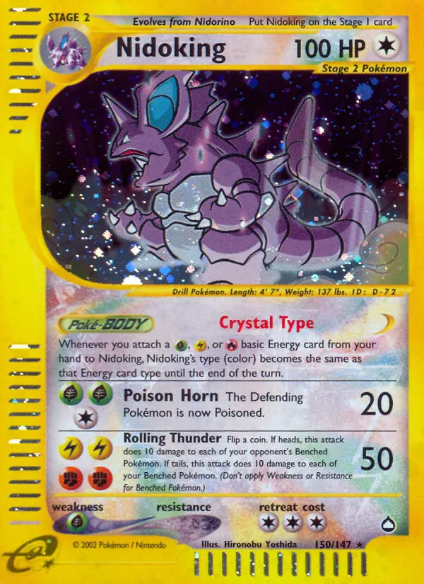 Nidoking Rare Pokemon card #150 from Aquapolis