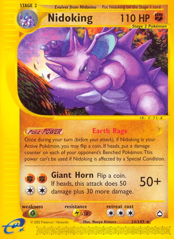 Nidoking Rare Pokemon card #24 from Aquapolis
