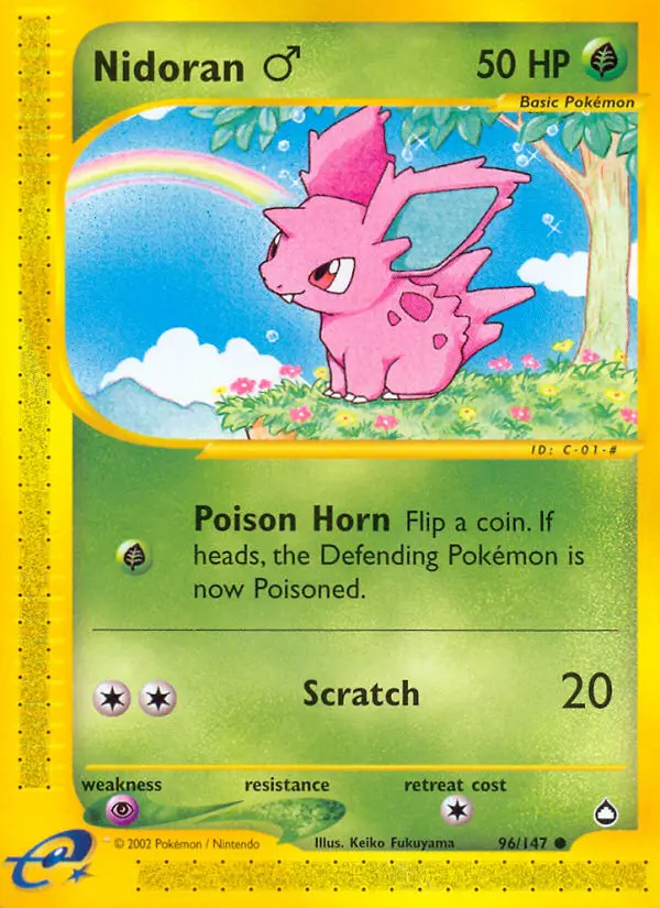 Nidoran♂ Common Pokemon card #96 from Aquapolis