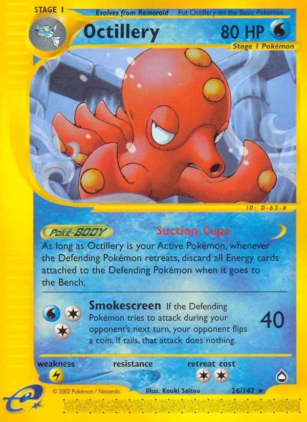 Octillery Rare Pokemon card #26 from Aquapolis