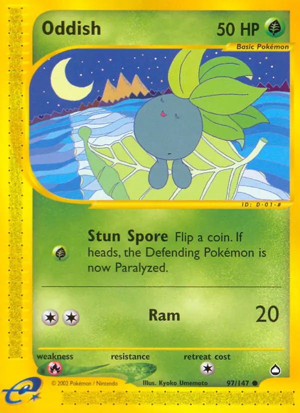 Oddish Common Pokemon card #97 from Aquapolis