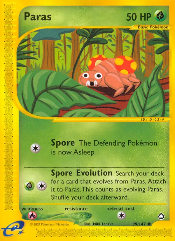 Paras Common Pokemon card #99 from Aquapolis