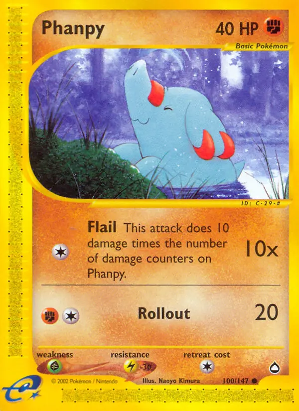 Phanpy Common Pokemon card #100 from Aquapolis