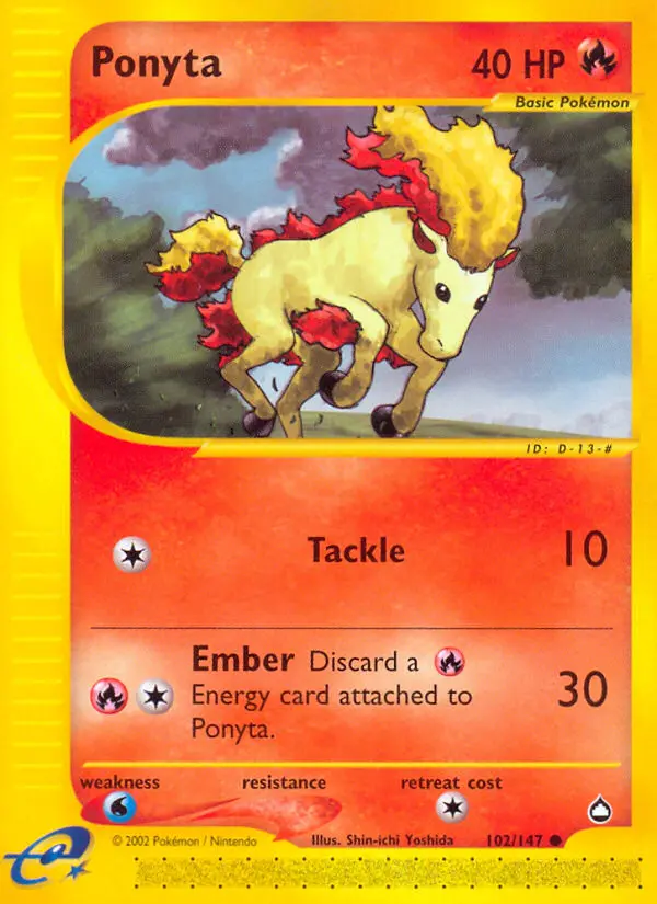 Ponyta Common Pokemon card #102 from Aquapolis