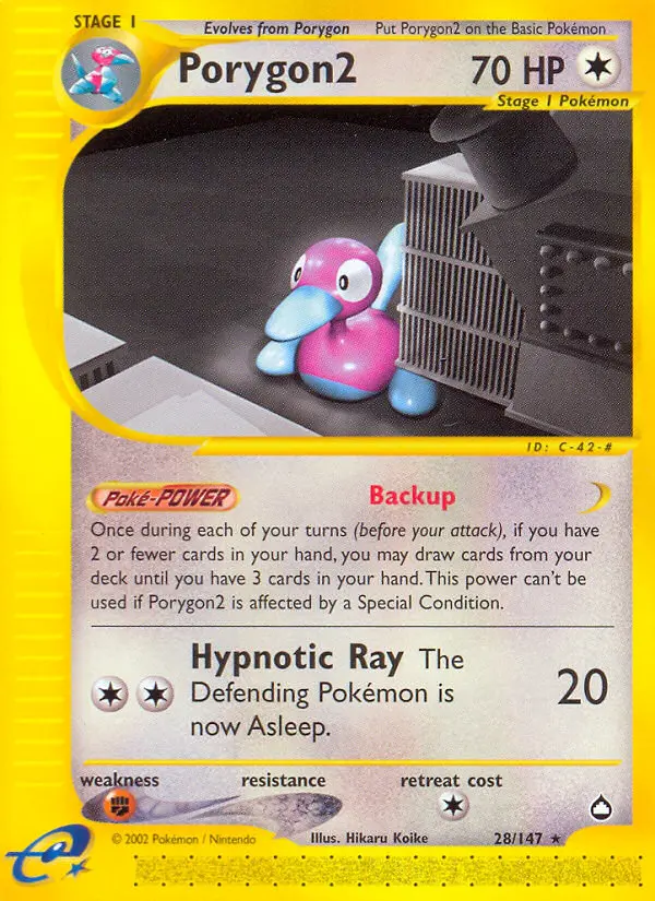 Porygon2 Rare Pokemon card #28 from Aquapolis