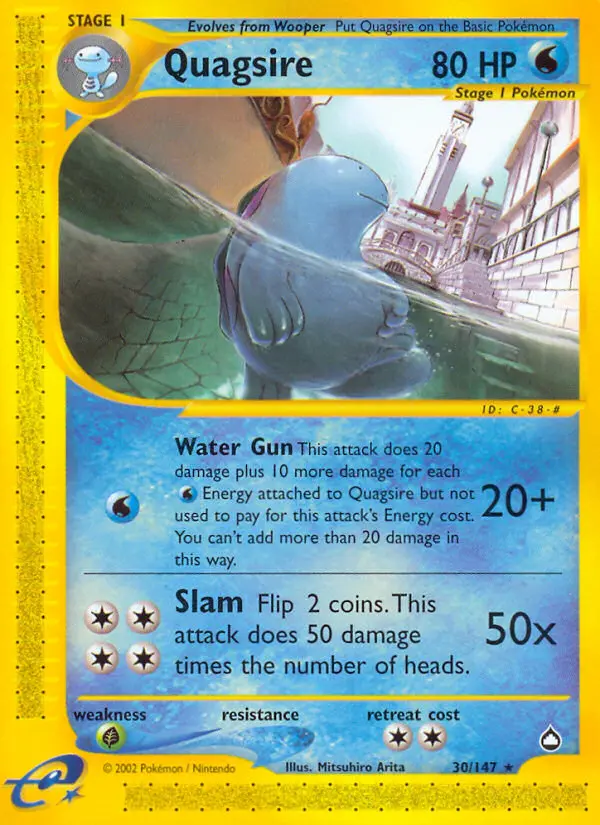 Quagsire Rare Pokemon card #30 from Aquapolis