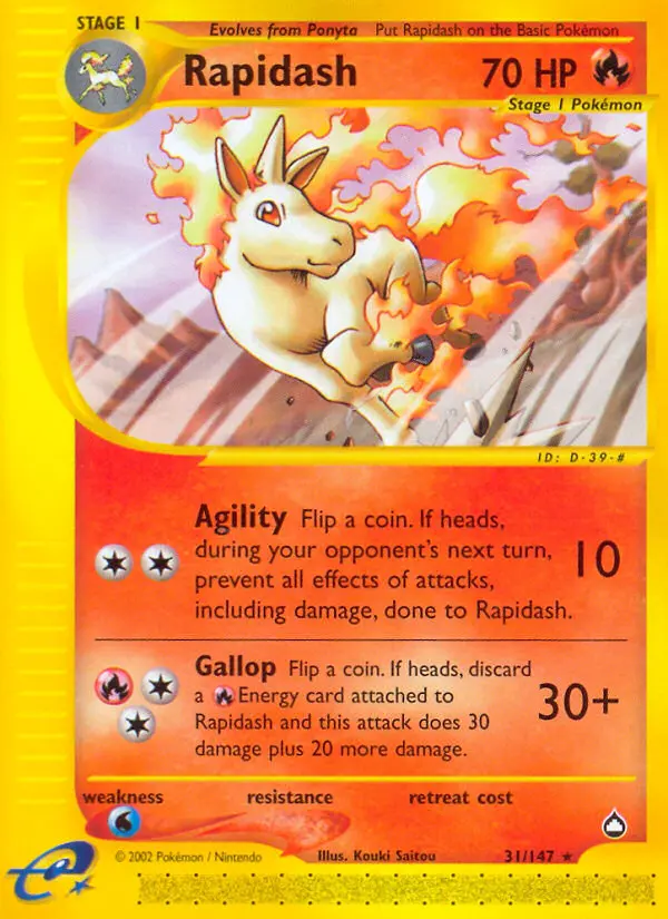 Rapidash Rare Pokemon card #31 from Aquapolis