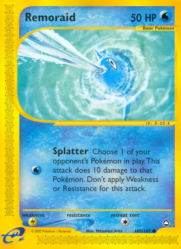 Remoraid Common Pokemon card #105 from Aquapolis