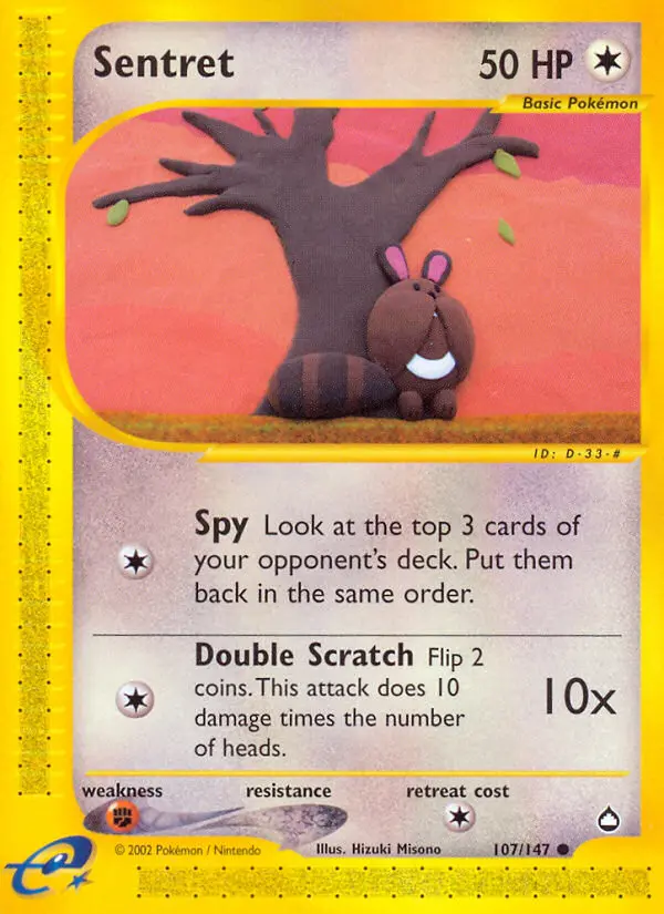 Sentret Common Pokemon card #107 from Aquapolis