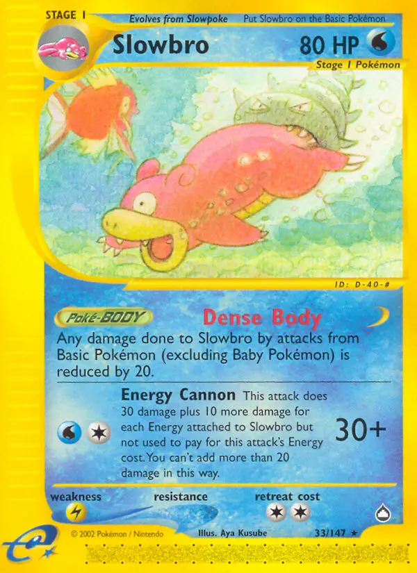Slowbro Rare Pokemon card #33 from Aquapolis