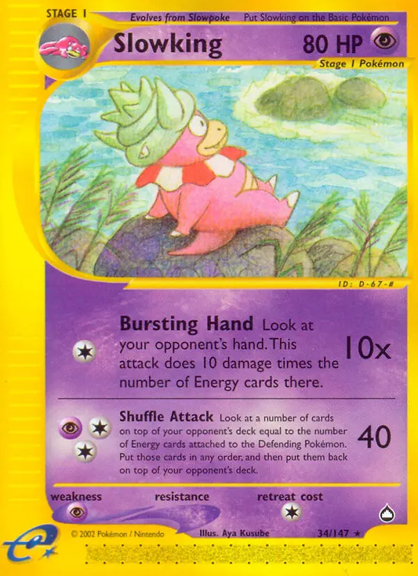 Slowking Rare Pokemon card #34 from Aquapolis