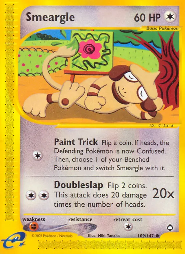 Smeargle Common Pokemon card #109 from Aquapolis