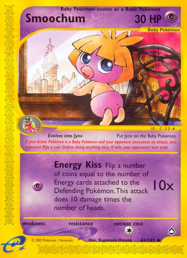 Smoochum Uncommon Pokemon card #61 from Aquapolis