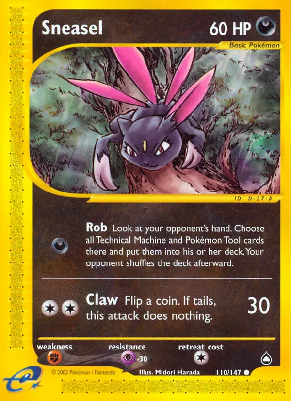 Sneasel Common Pokemon card #110 from Aquapolis