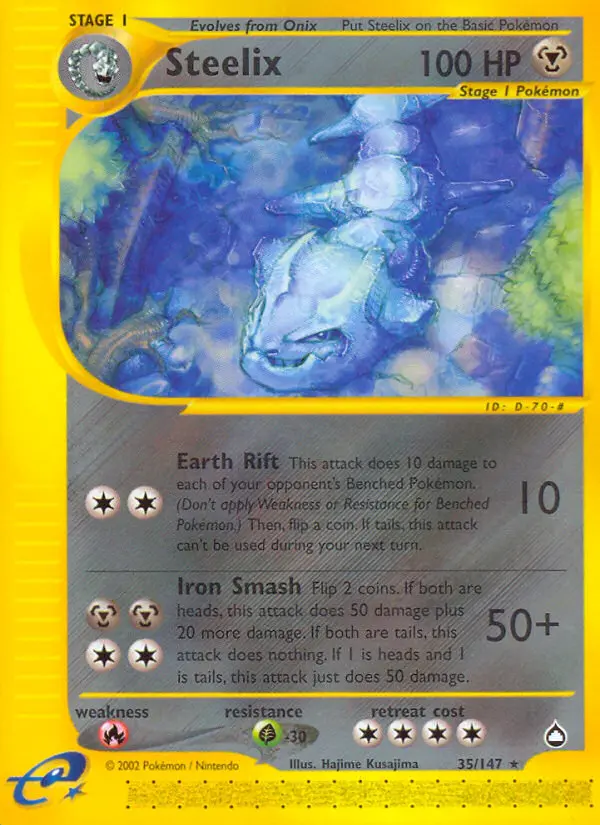 Steelix Rare Pokemon card #35 from Aquapolis