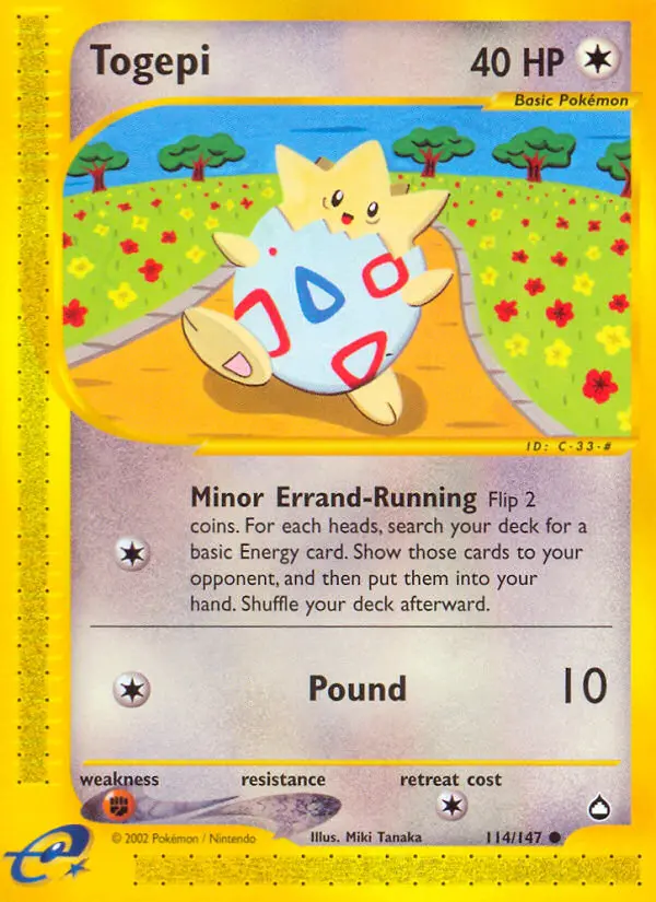 Togepi Common Pokemon card #114 from Aquapolis