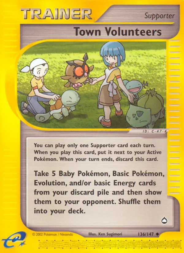 Town Volunteers Uncommon Pokemon card #136 from Aquapolis