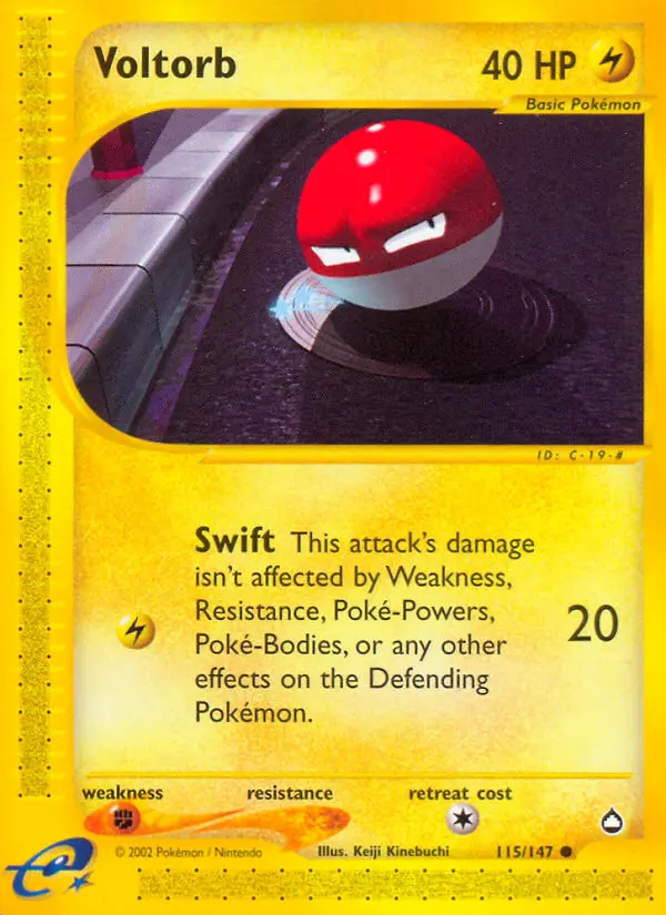 Voltorb Common Pokemon card #115 from Aquapolis