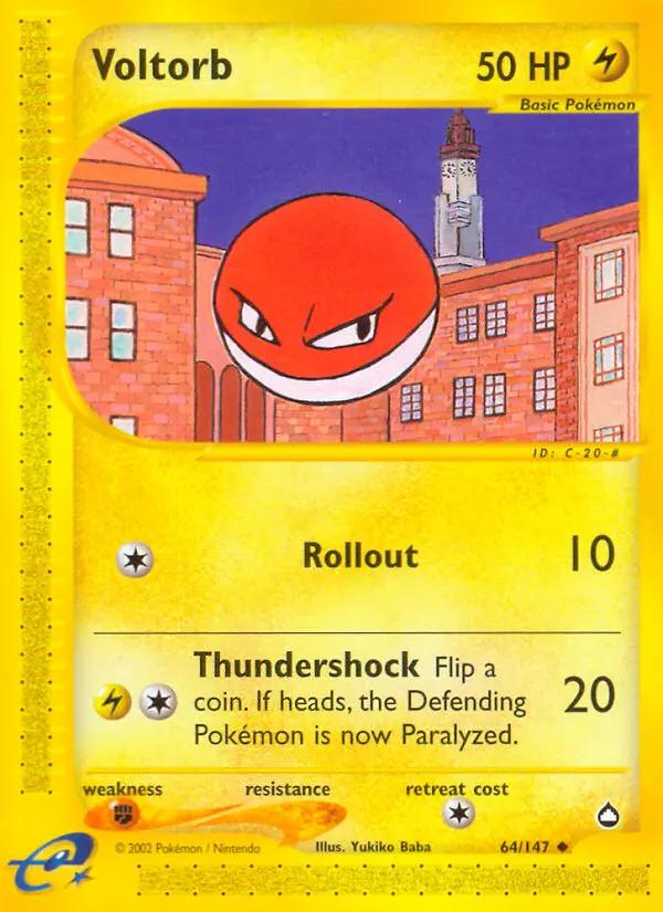 Voltorb Uncommon Pokemon card #64 from Aquapolis