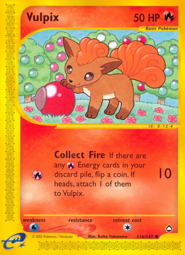 Vulpix Common Pokemon card #116 from Aquapolis
