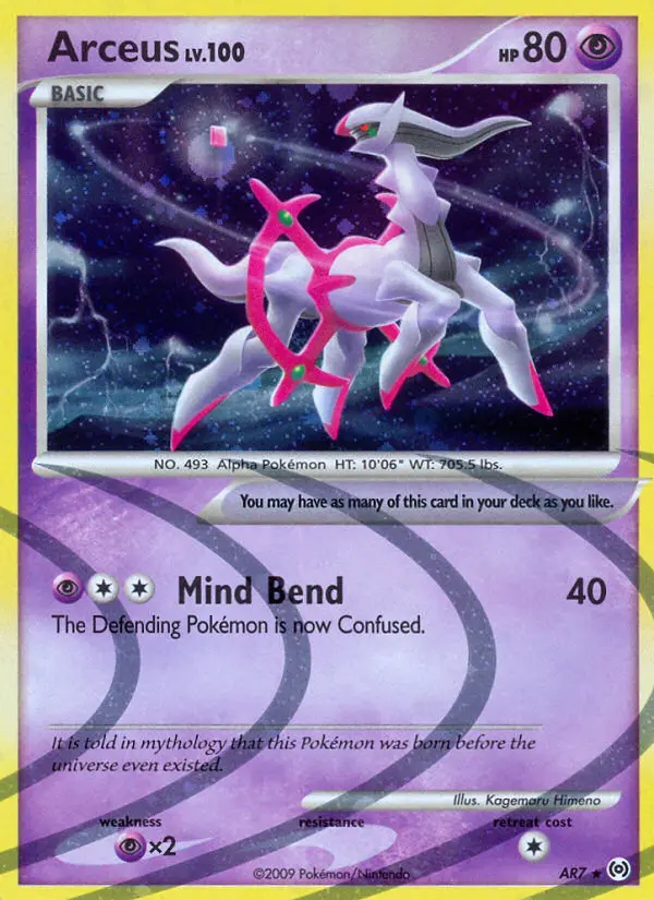 Arceus Rare Pokemon card #AR7 from Arceus