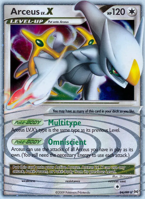 Arceus LV. X Rare Holo LV.X Pokemon card #94 from Arceus