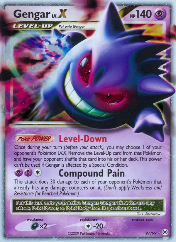Gengar LV. X Rare Holo LV.X Pokemon card #97 from Arceus