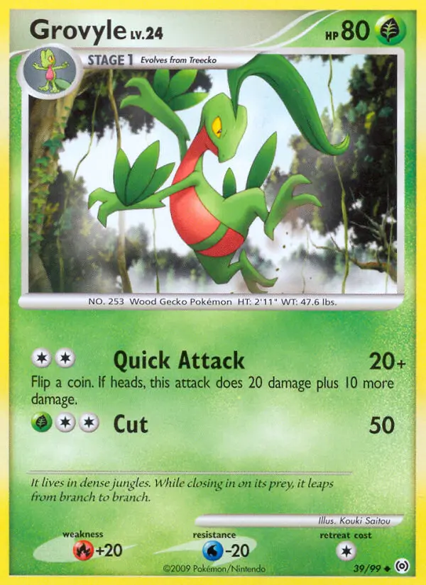 Grovyle Uncommon Pokemon card #39 from Arceus