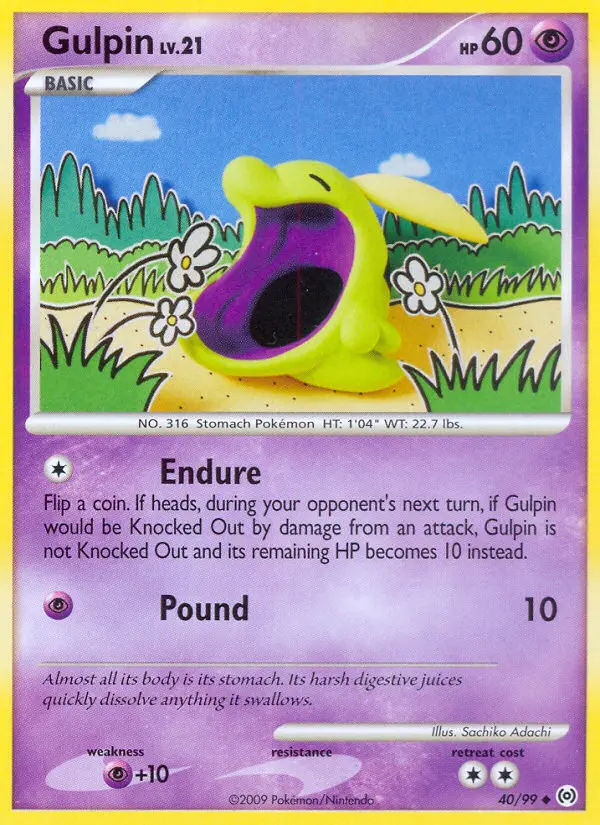 Gulpin Uncommon Pokemon card #40 from Arceus